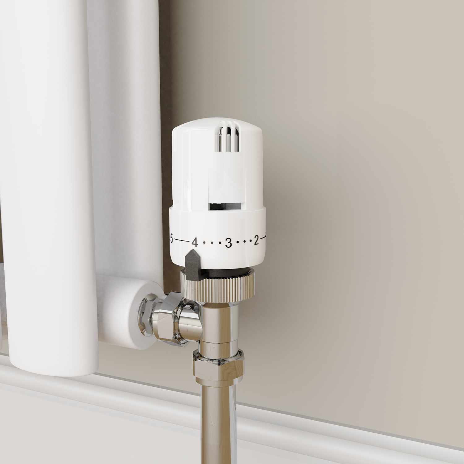 Elego  Modern Trv Angled Thermostatic Radiator Valves With Lockshield TRV-AG-7WH