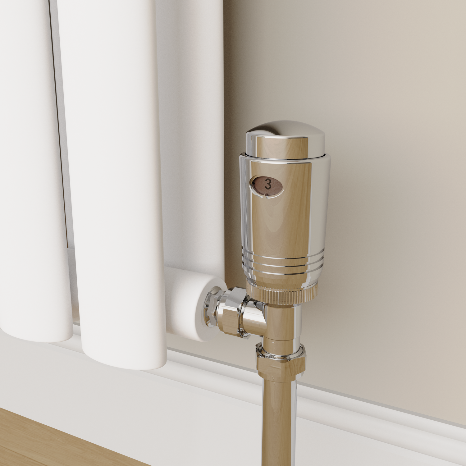 Elego  Modern Trv Angled Thermostatic Radiator Valves With Lockshield TRV-AG-8CH