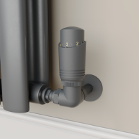 Elego Anthracite Gray Modern TRV Corner Thermostatic Radiator Valves With Lockshield