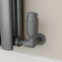 Elego Anthracite Gray Modern TRV Corner Thermostatic Radiator Valves With Lockshield