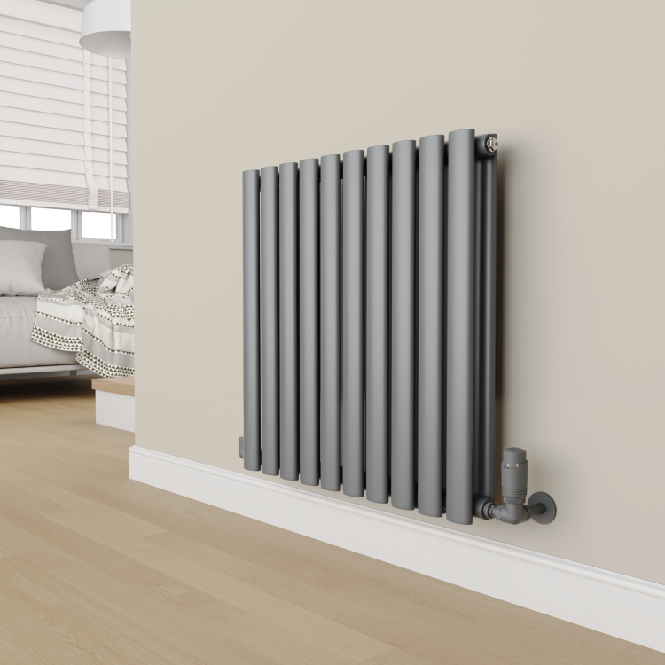 Elego Anthracite Gray Modern TRV Corner Thermostatic Radiator Valves With Lockshield