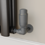 Elego Anthracite Gray Modern TRV Corner Thermostatic Radiator Valves With Lockshield