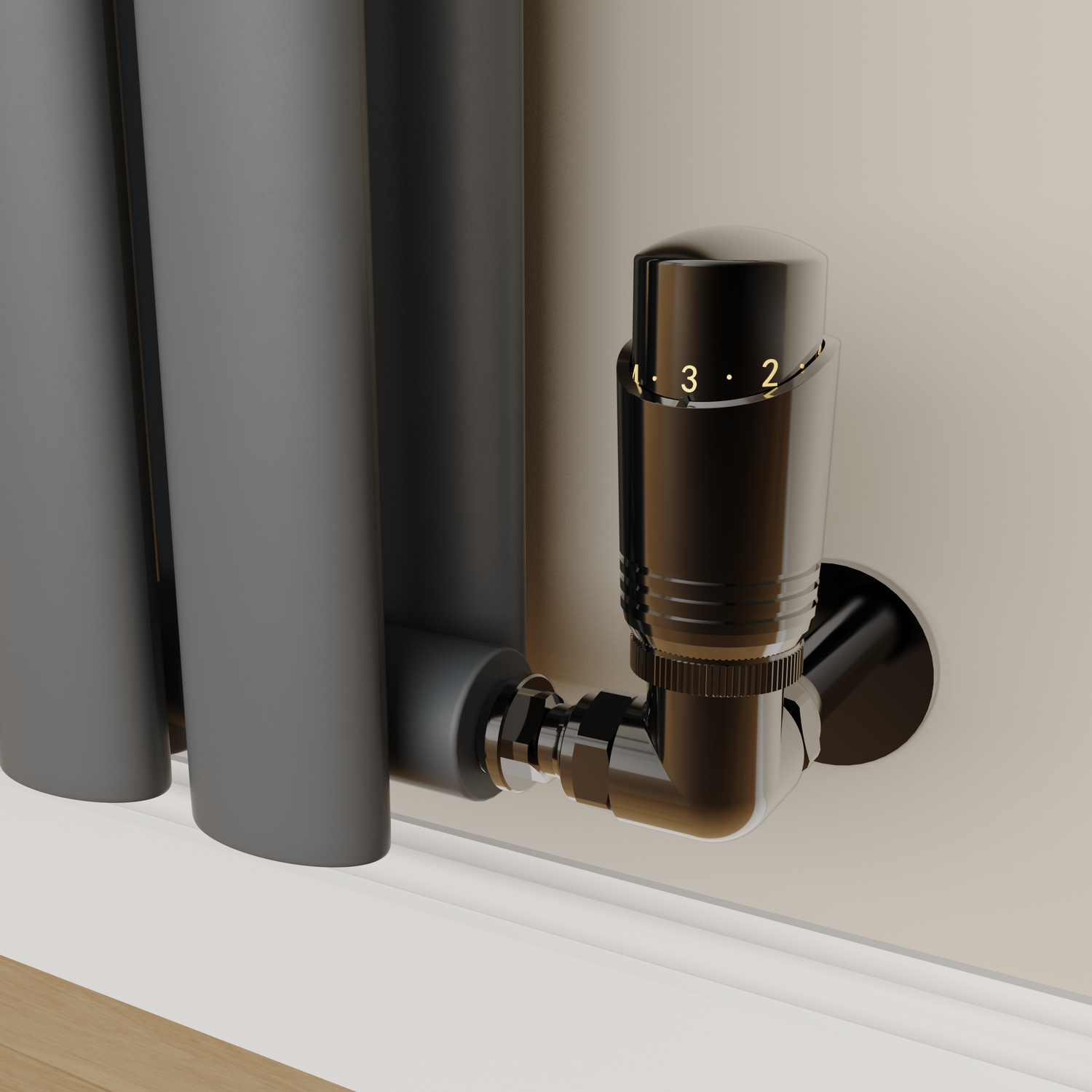 Elego  Modern Trv Corner Thermostatic Radiator Valves With Lockshield TRV-CN-1BN