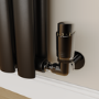 Elego Black Nickel Modern TRV Corner Thermostatic Radiator Valves With Lockshield