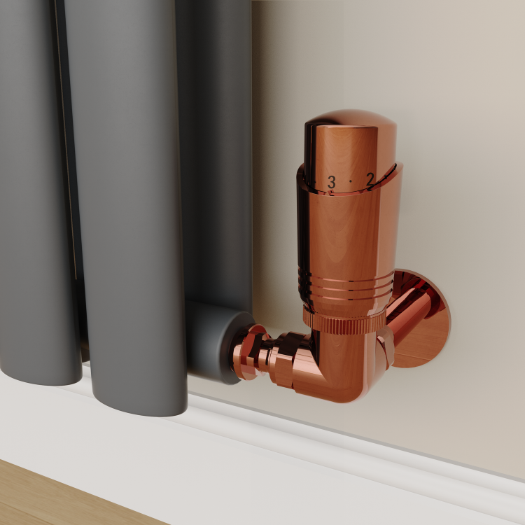 Elego Black Nickel Modern TRV Corner Thermostatic Radiator Valves With Lockshield
