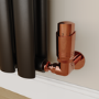 Elego Black Nickel Modern TRV Corner Thermostatic Radiator Valves With Lockshield