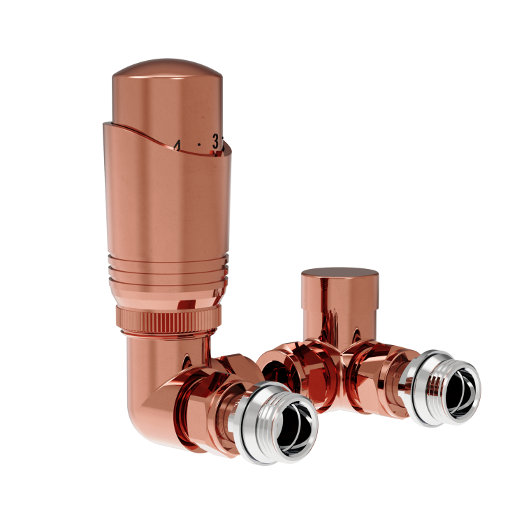 Elego Black Nickel Modern TRV Corner Thermostatic Radiator Valves With Lockshield