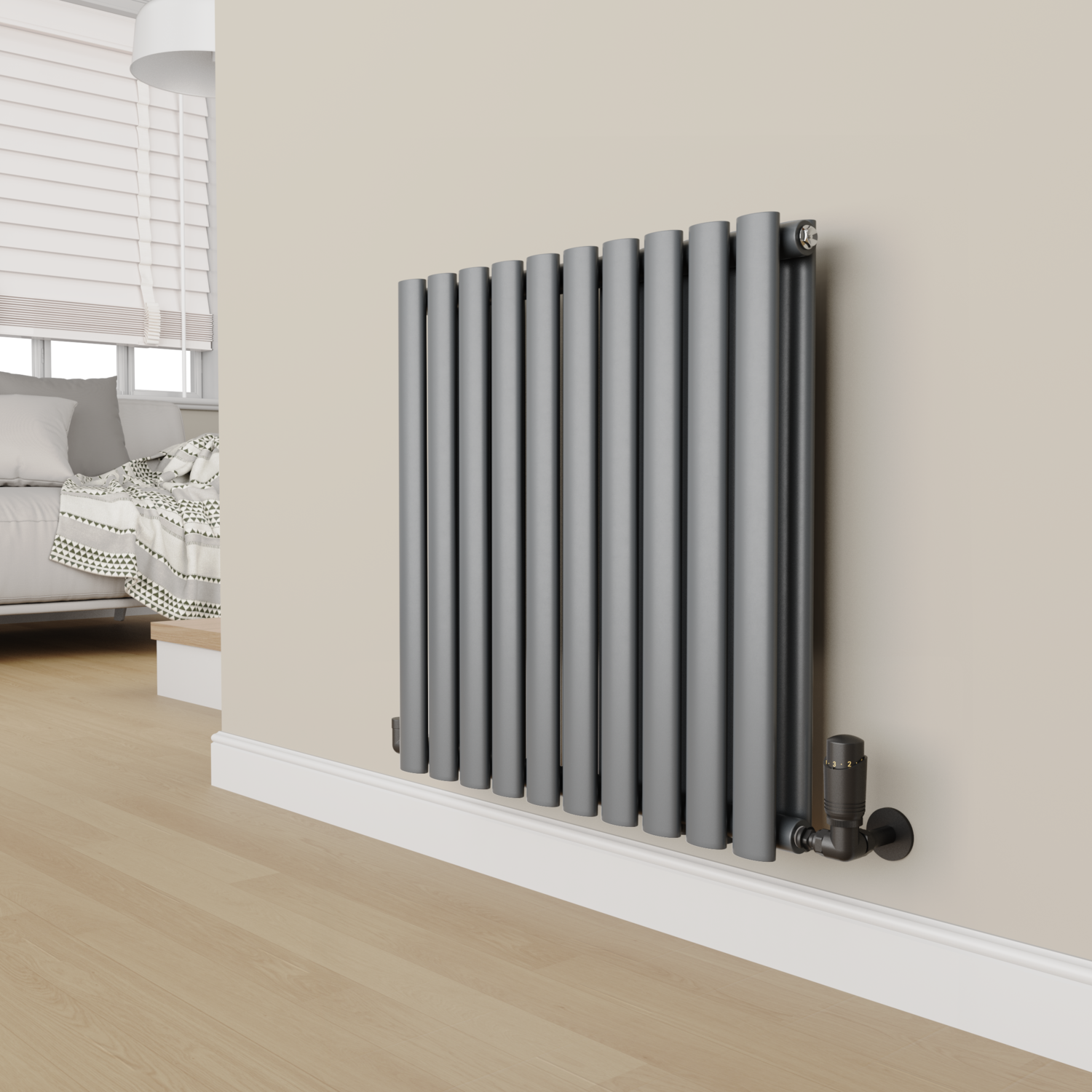 Internal Corner Radiator Elego Matte Black Modern TRV Corner Thermostatic Radiator Valves With ...