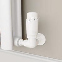 Elego White Modern TRV Corner Thermostatic Radiator Valves With Lockshield