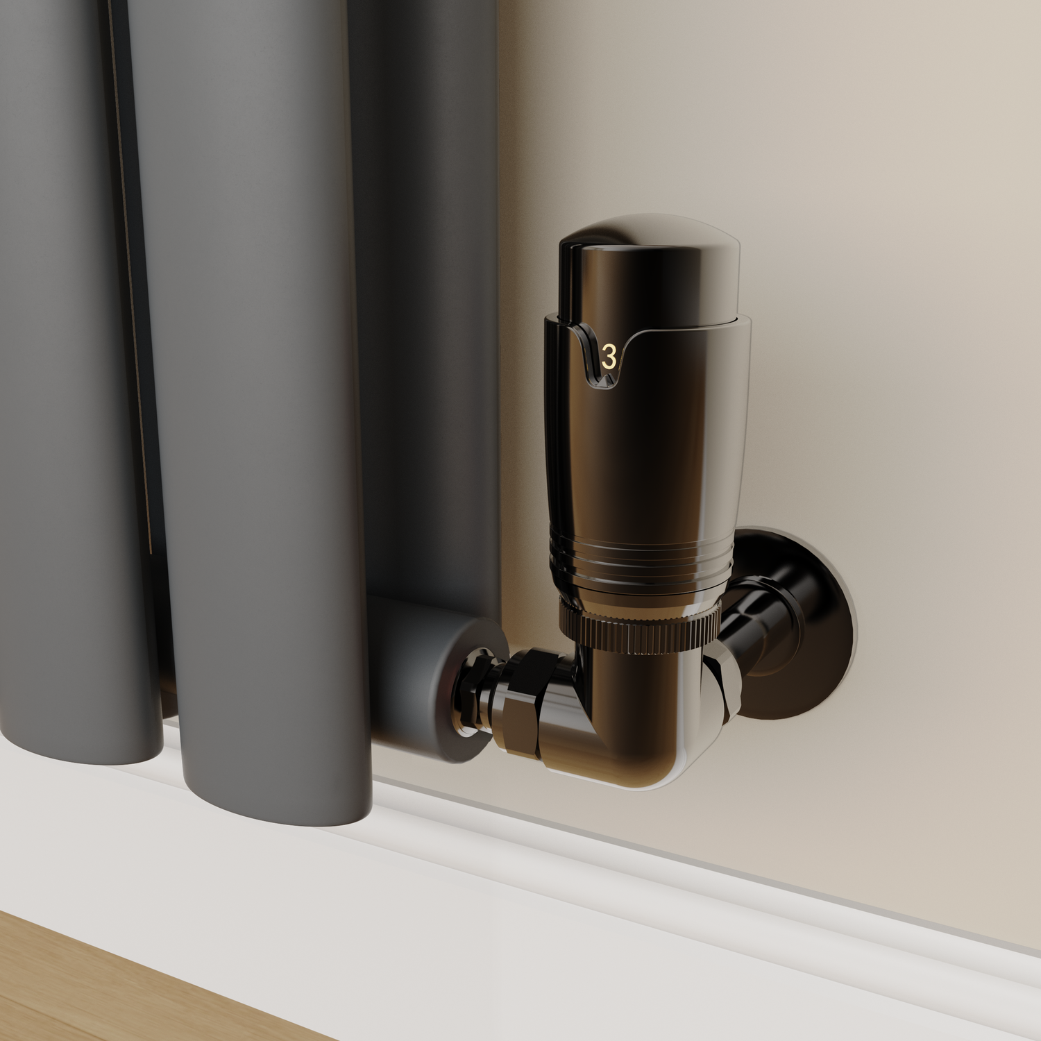 Elego  Modern Trv Corner Thermostatic Radiator Valves With Lockshield TRV-CN-2BN