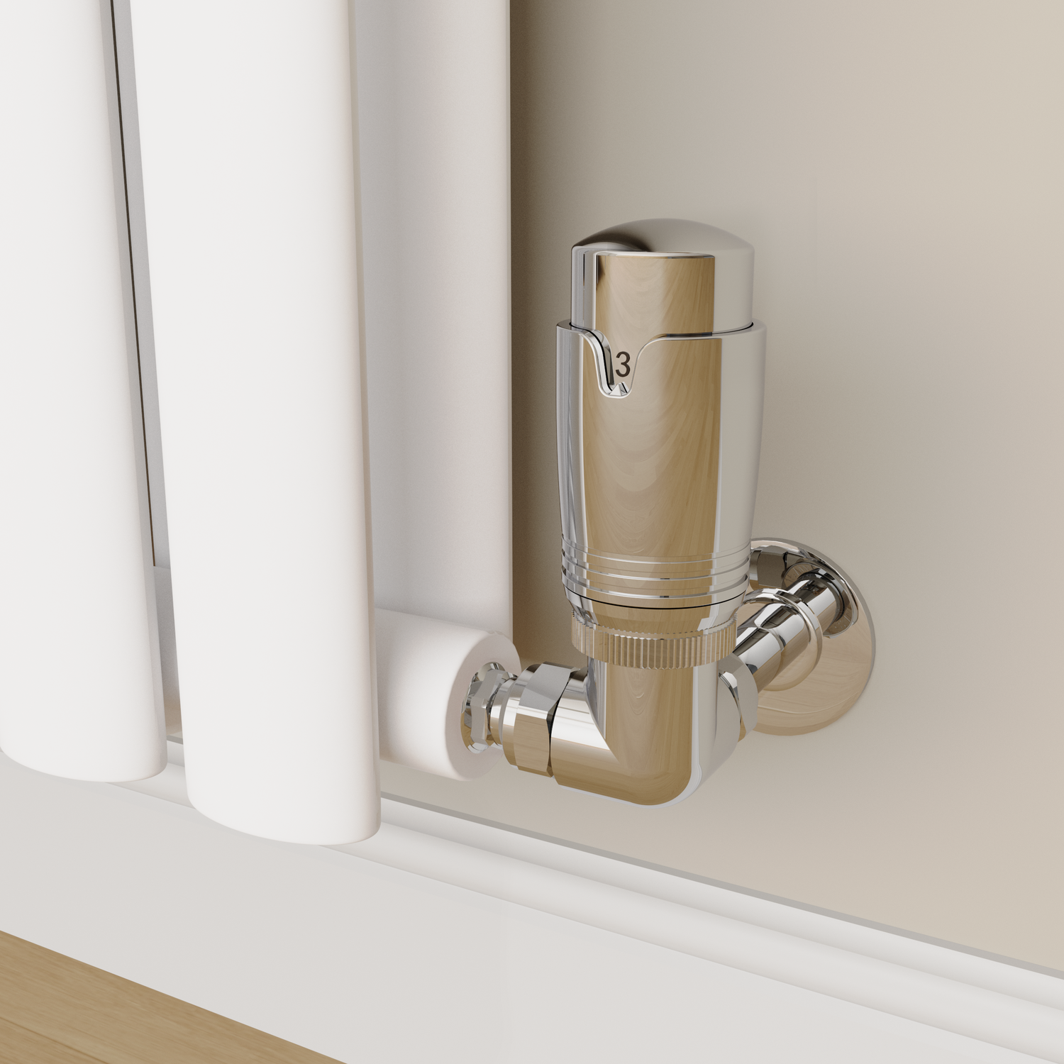 Elego  Modern Trv Corner Thermostatic Radiator Valves With Lockshield TRV-CN-2CH