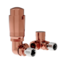 Elego Copper Modern TRV Corner Thermostatic Radiator Valves With Lockshield