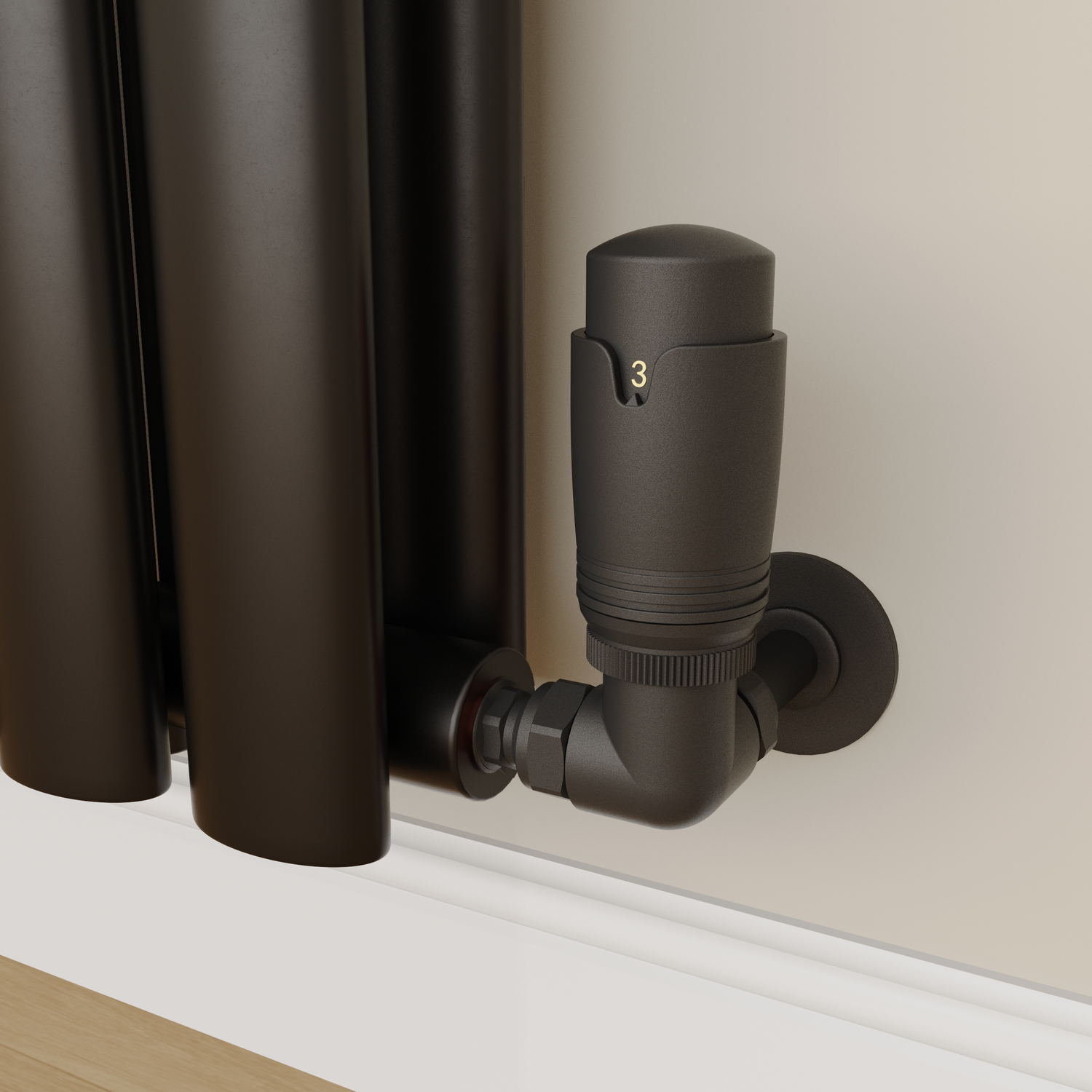 Elego  Modern Trv Corner Thermostatic Radiator Valves With Lockshield TRV-CN-2MB