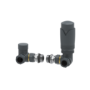 Elego Anthracite Gray Modern TRV Corner Thermostatic Radiator Valves With Lockshield