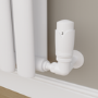Elego White Modern TRV Corner Thermostatic Radiator Valves With Lockshield