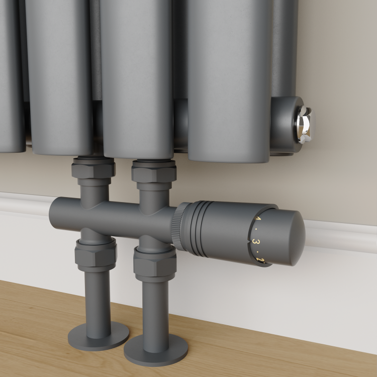 Elego Anthracite Gray Modern TRV H Block Thermostatic Radiator Valve