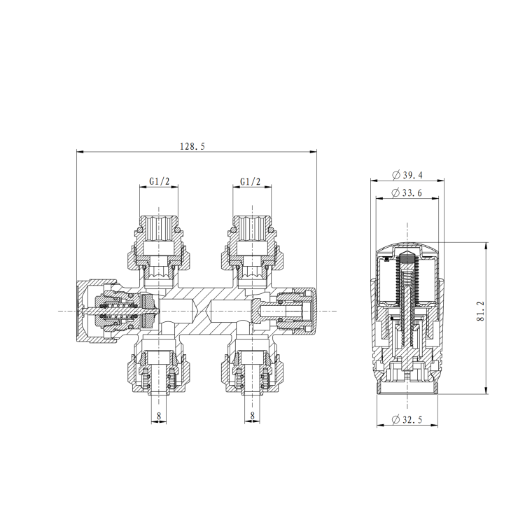 Elego Black Nickel Modern TRV H Block Thermostatic Radiator Valve