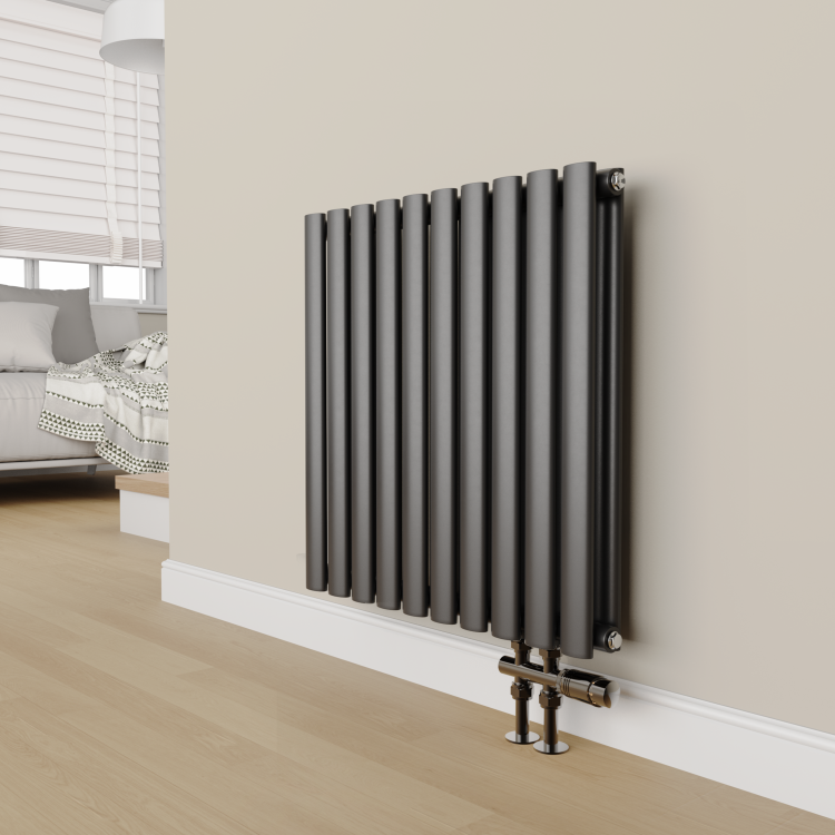 Elego Black Nickel Modern TRV H Block Thermostatic Radiator Valves 