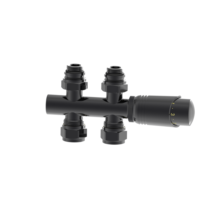 Elego Black Nickel Modern TRV H Block Thermostatic Radiator Valves 