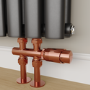 Elego Copper Modern TRV H Block Thermostatic Radiator Valves 