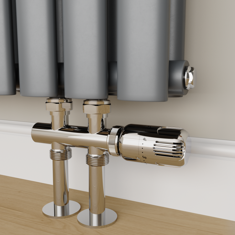 Elego Chrome  Modern TRV H Block Thermostatic Radiator Valve