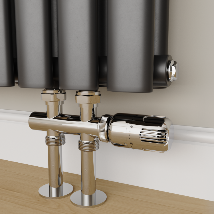 Elego Chrome  Modern TRV H Block Thermostatic Radiator Valve