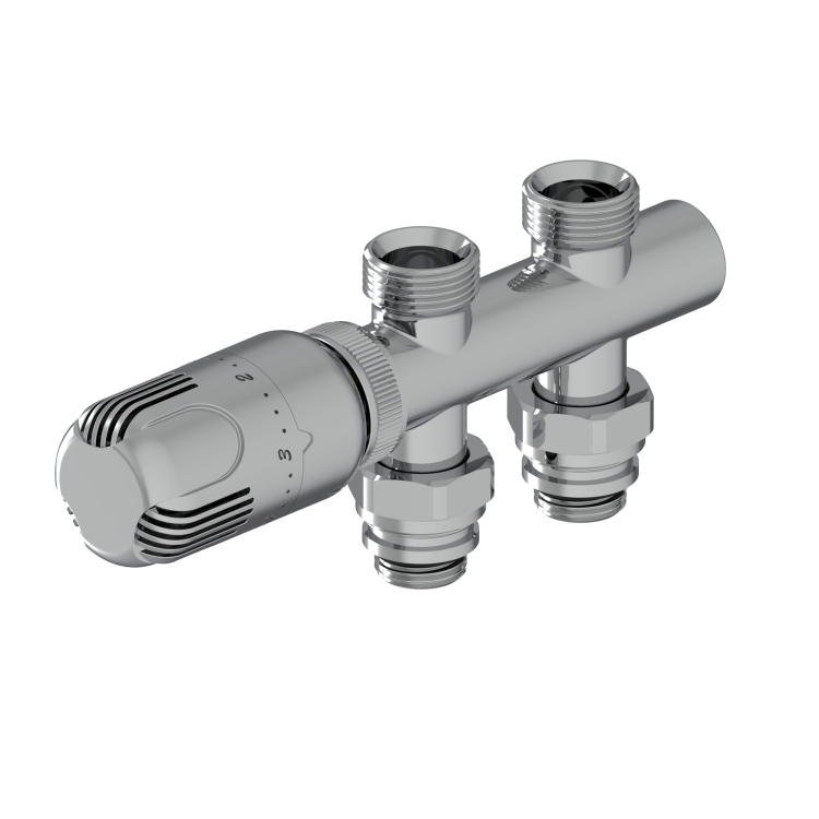 Elego Chrome  Modern TRV H Block Thermostatic Radiator Valve