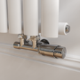 Elego Chrome Modern TRV H Block Angled Thermostatic Radiator Valves With Lockshield