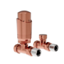 Elego Copper Modern TRV Straight Thermostatic Radiator Valves With Lockshield