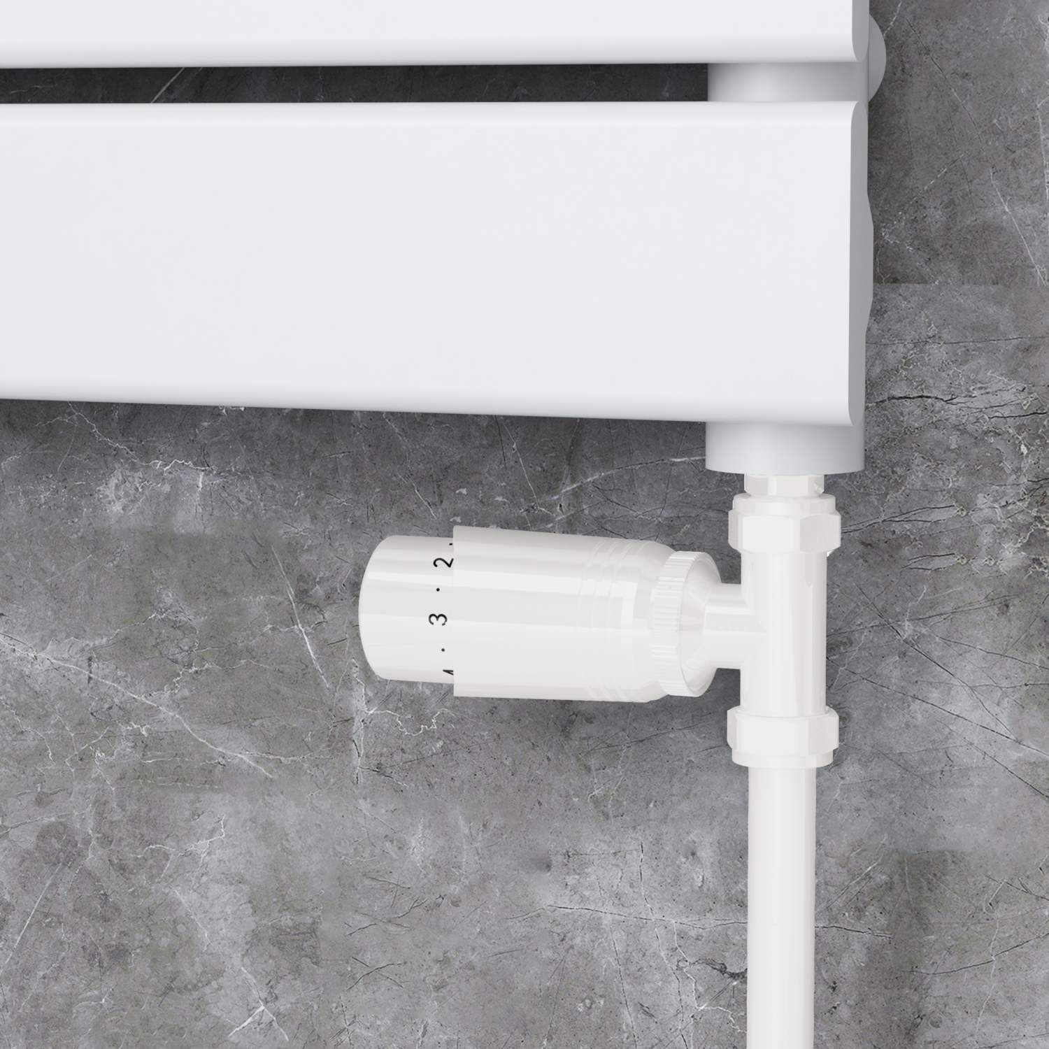 Elego  Modern Trv Straight Thermostatic Radiator Valves With Lockshield TRV-ST-1WH