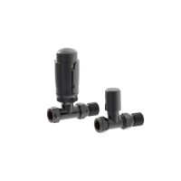 Elego Black Nickel Modern TRV Straight Thermostatic Radiator Valves With Lockshield