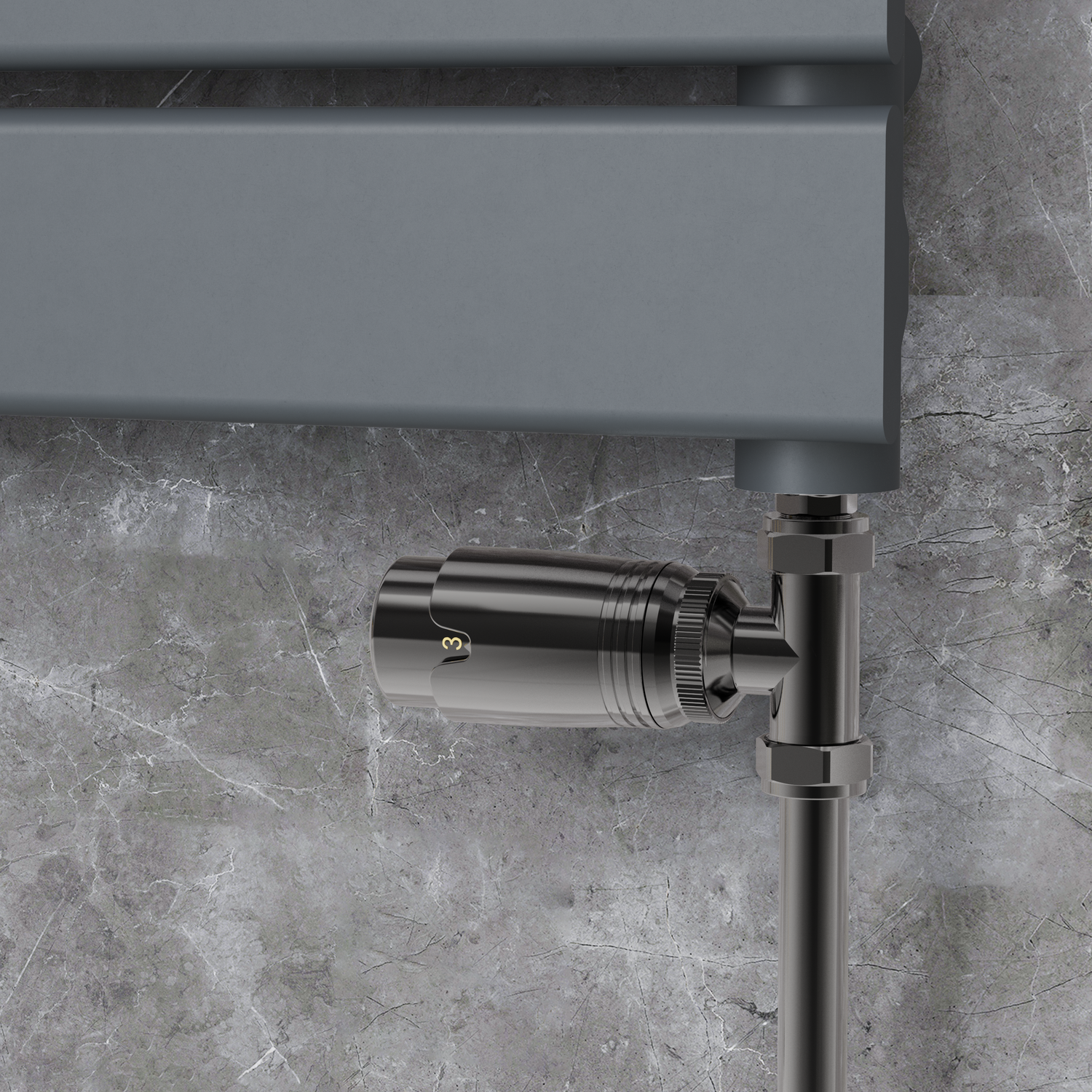 Elego  Modern Trv Straight Thermostatic Radiator Valves With Lockshield TRV-ST-2BN