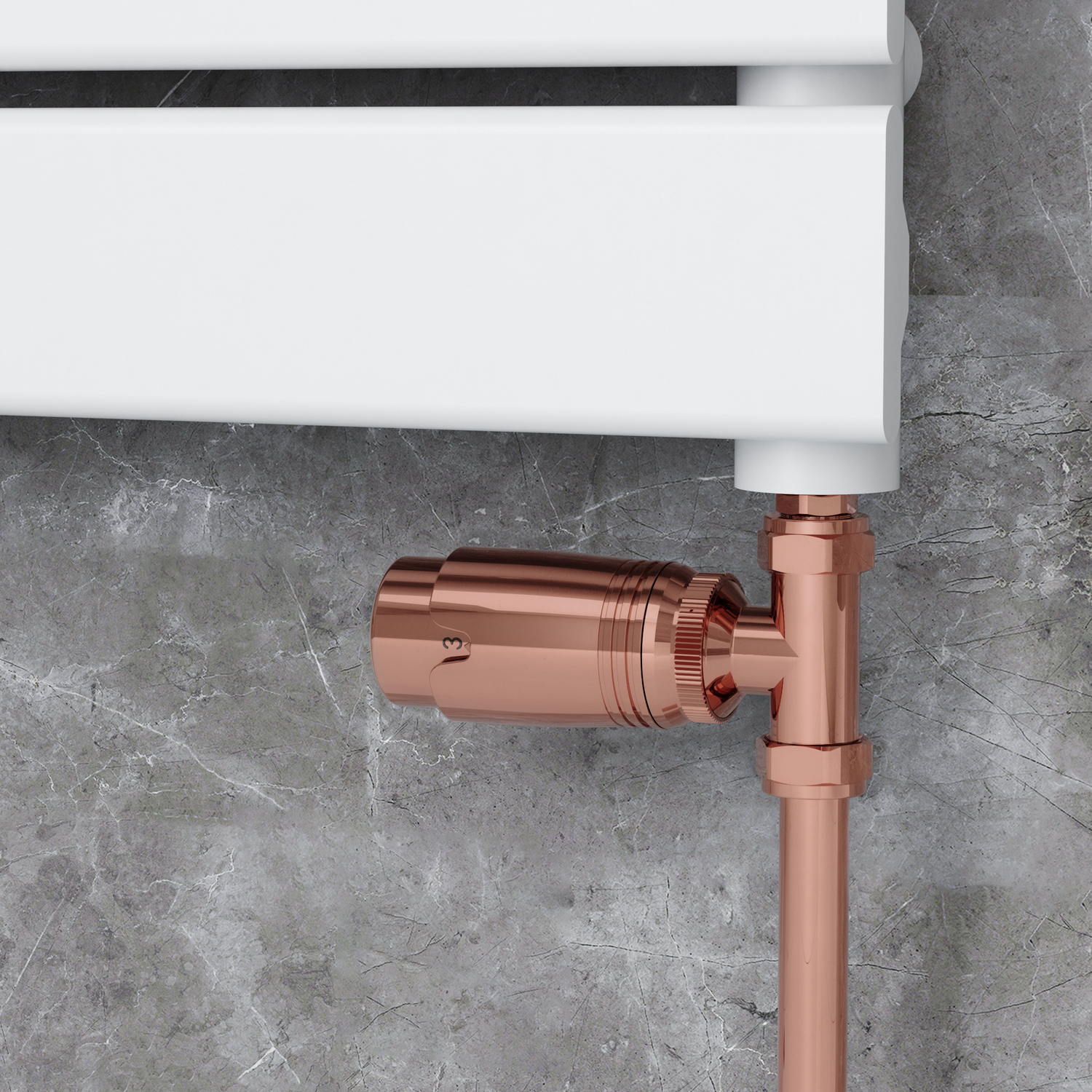 Elego  Modern Trv Straight Thermostatic Radiator Valves With Lockshield TRV-ST-2CO