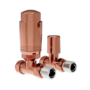 Elego Copper Modern TRV Straight Thermostatic Radiator Valves With Lockshield