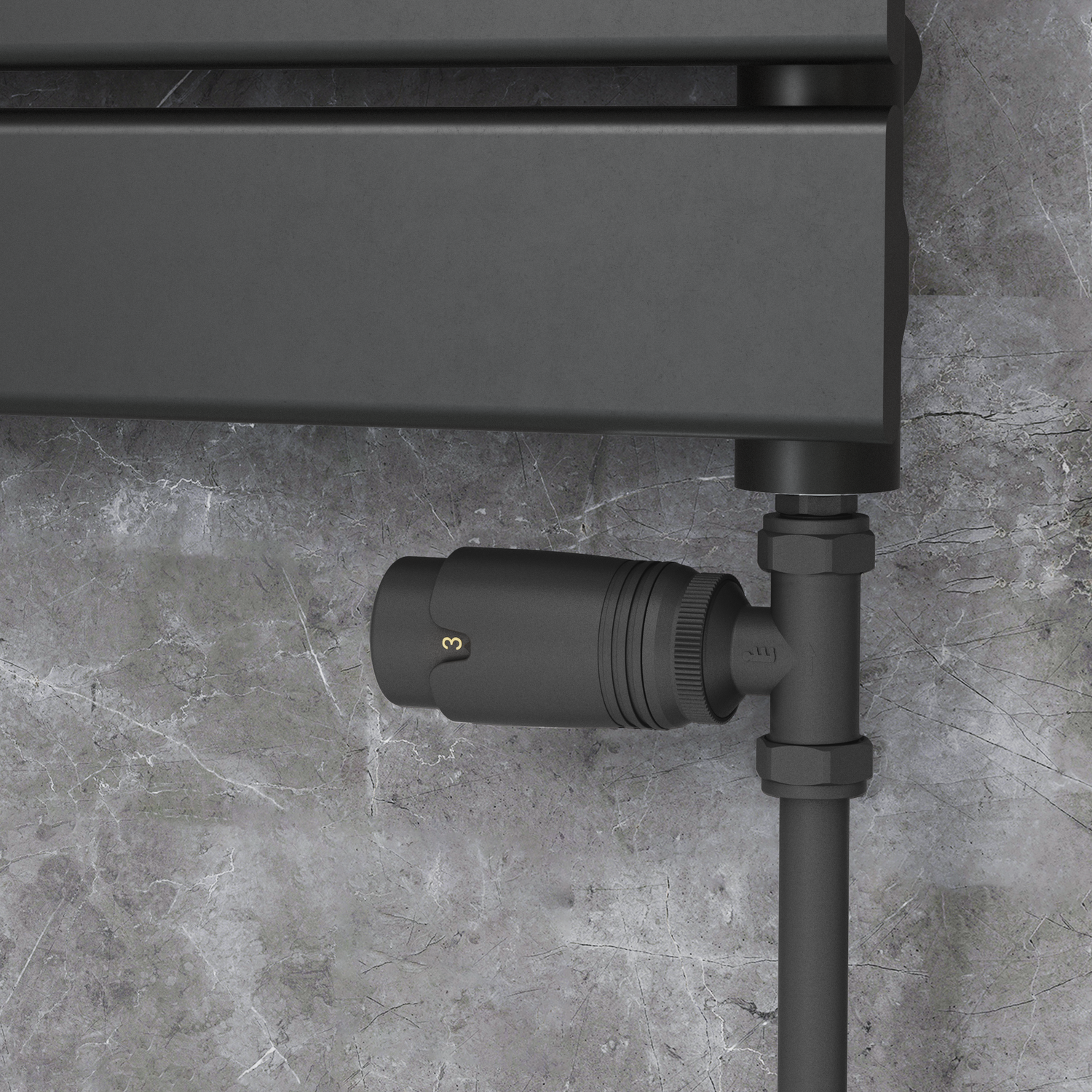 Elego  Modern Trv Straight Thermostatic Radiator Valves With Lockshield TRV-ST-2MB