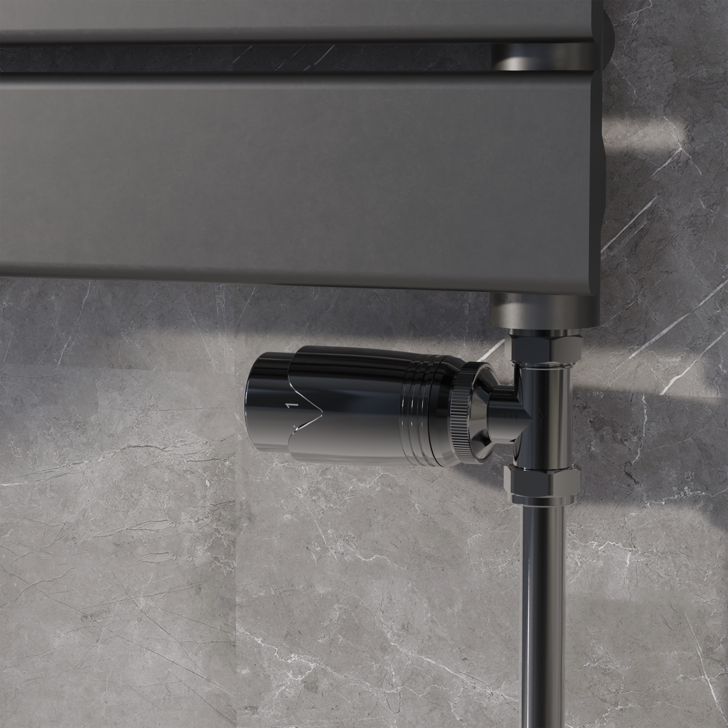 Elego  Modern Trv Straight Thermostatic Radiator Valves With Lockshield TRV-ST-3BN