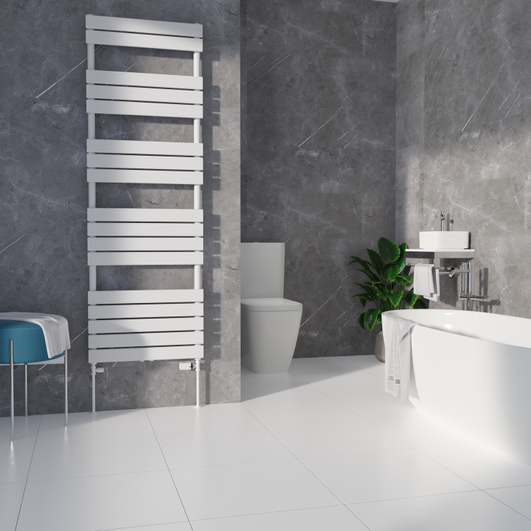 Elego White Modern TRV Straight Thermostatic Radiator Valves With Lockshield