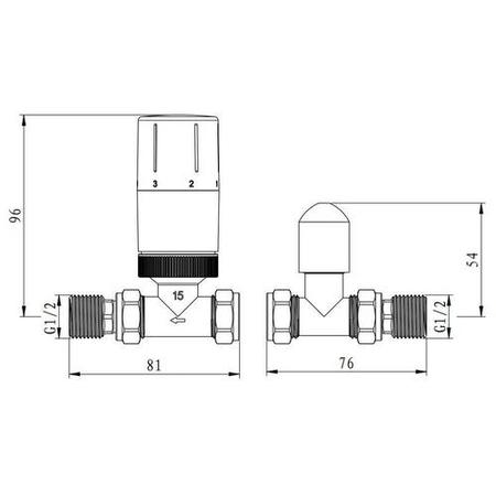 Elego White Modern TRV Straight Thermostatic Radiator Valves With Lockshield