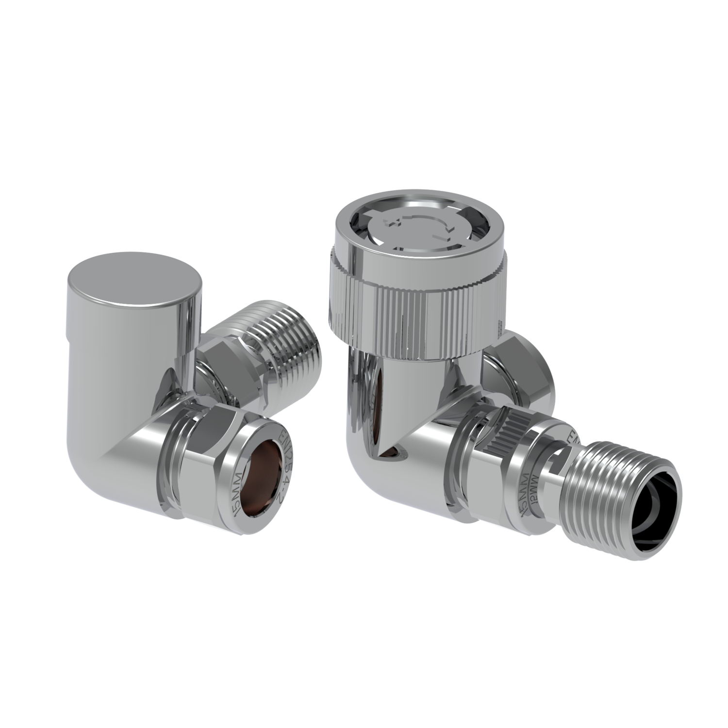 Image of Elego Chrome Modern TRV Base Corner with Lockshield TRVBASELOCK-CN Chrome