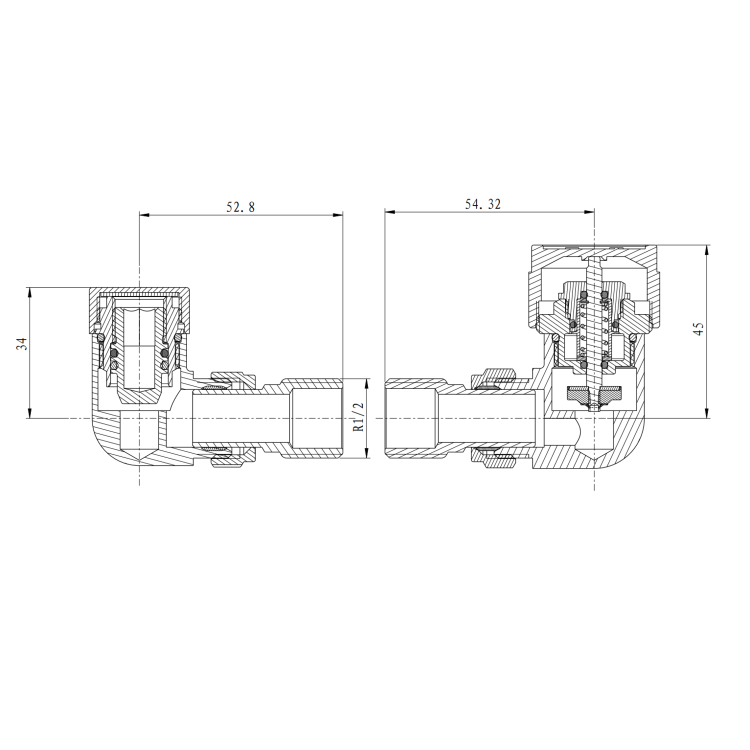 Elego Chrome  Modern TRV Base Corner  with Lockshield