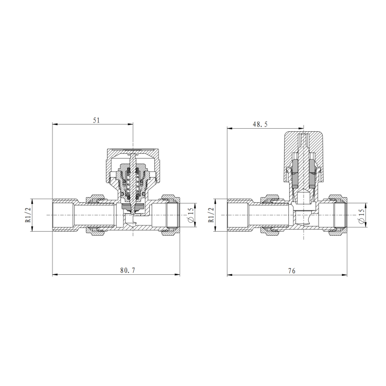 Elego Chrome  Modern TRV Base Straight  with Lockshield