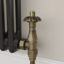 Maesta Antique Brass Traditional TRV Angled Thermostatic Radiator Valves With Lockshield
