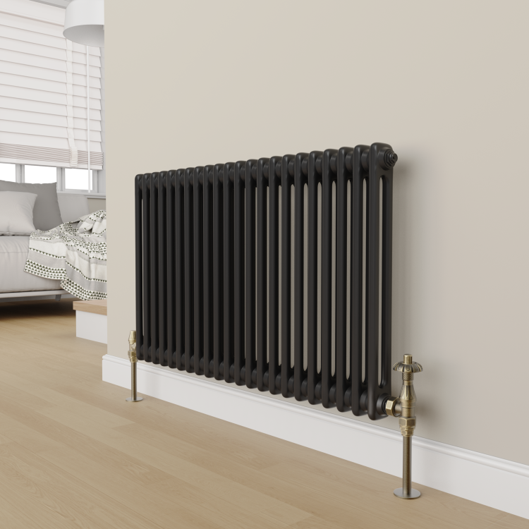 Maesta Antique Brass Traditional TRV Angled Thermostatic Radiator Valves With Lockshield