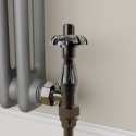 TRVT-AG-10BN Maesta Black Nickel Traditional TRV Angled Thermostatic Radiator Valves With Lockshield