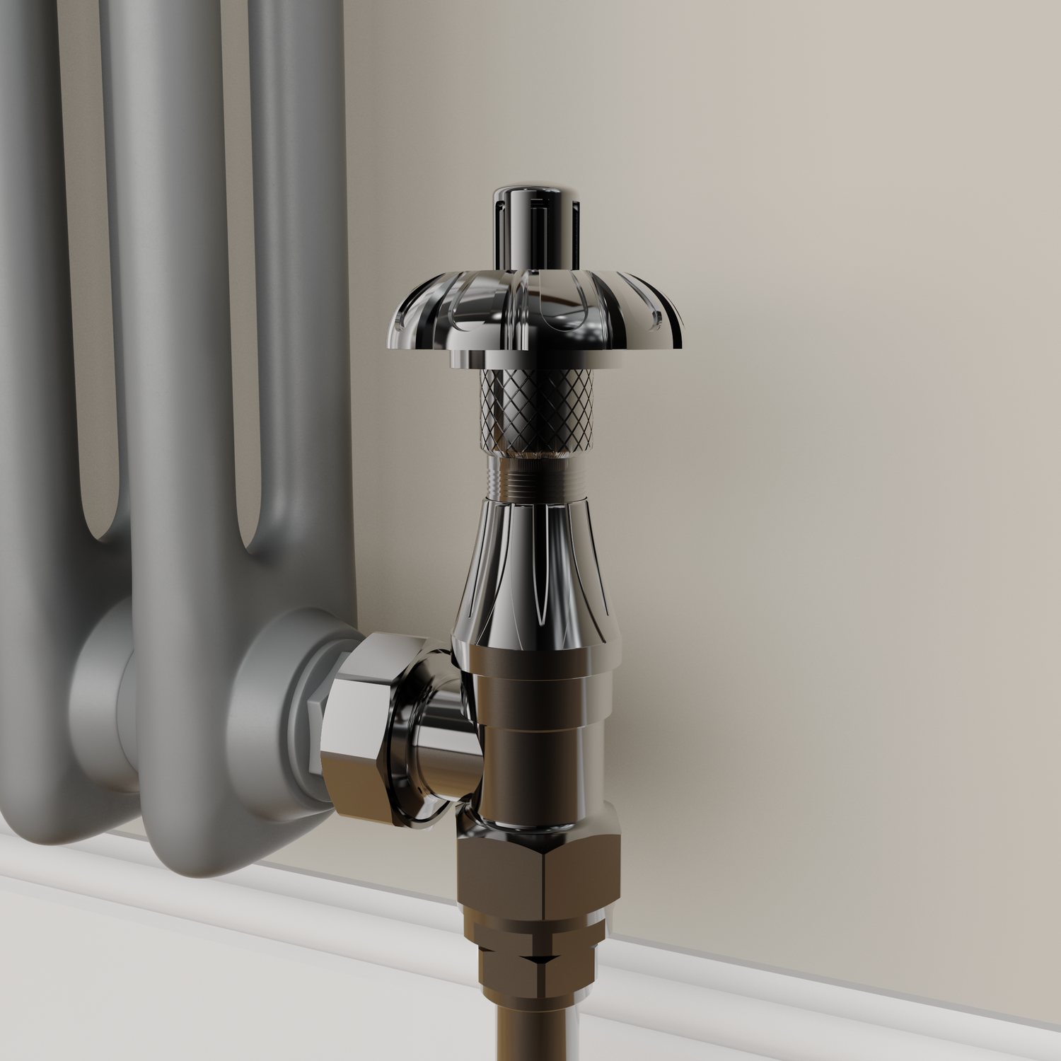 Maesta  Traditional Trv Angled Thermostatic Radiator Valves With Lockshield TRVT-AG-10BN