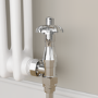 Maesta Chrome Traditional TRV Angled Thermostatic Radiator Valves With Lockshield