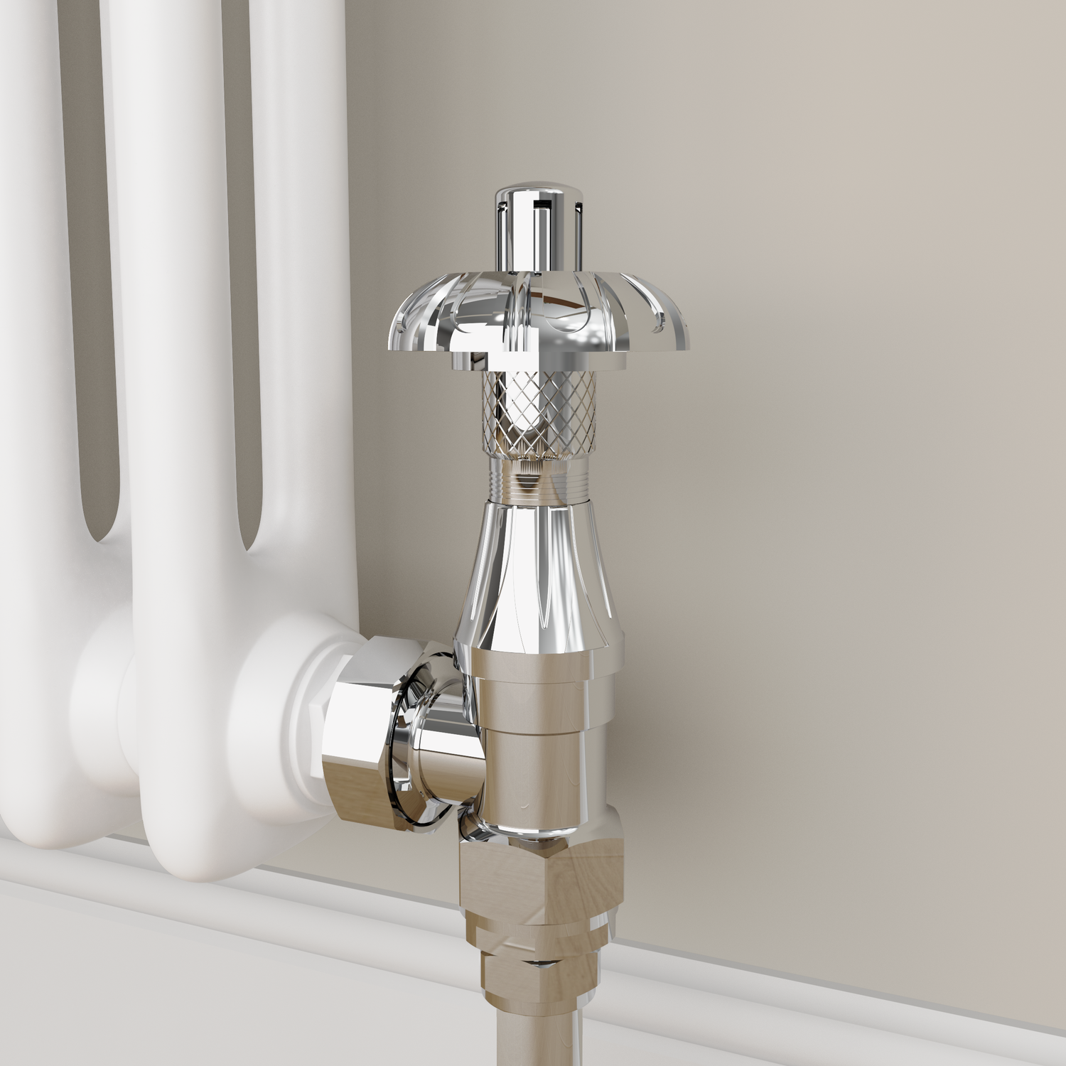 Maesta  Traditional Trv Angled Thermostatic Radiator Valves With Lockshield TRVT-AG-10CH