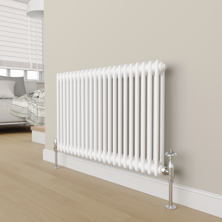 Maesta Chrome  Traditional TRV Angled Thermostatic Radiator Valves With Lockshield
