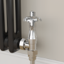 Maesta Chrome Traditional TRV Angled Thermostatic Radiator Valves With Lockshield