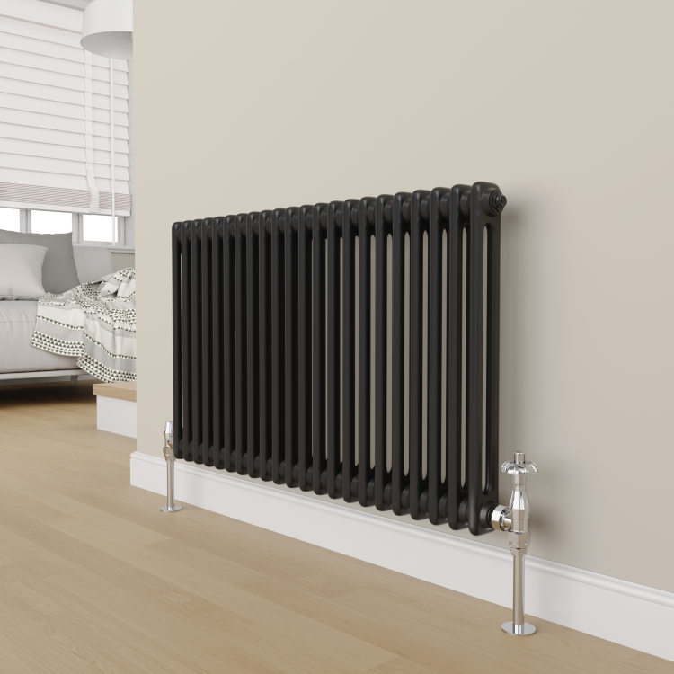Maesta Chrome  Traditional TRV Angled Thermostatic Radiator Valves With Lockshield